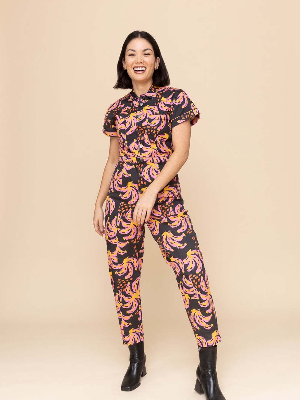 Mixed by Nasrin Stretchy Pink Banana Jumpsuit